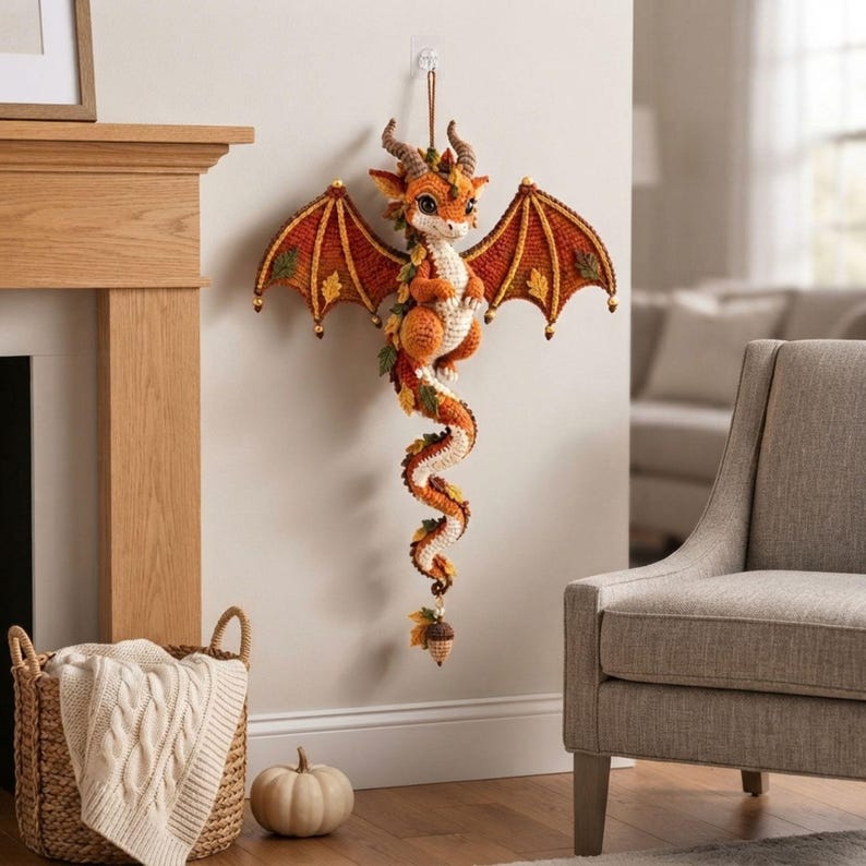 Autumn Crochet Dragon Pattern PDF, Spiral Dragon Ornament, Fantasy ...