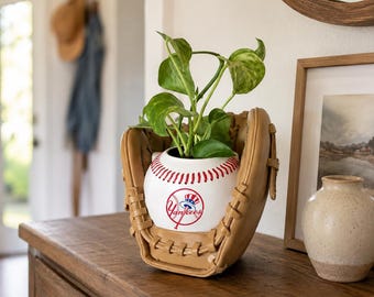 Baseball Glove Planter, Baseball Decor, Sports Fan Flower Pot, Desk Accent