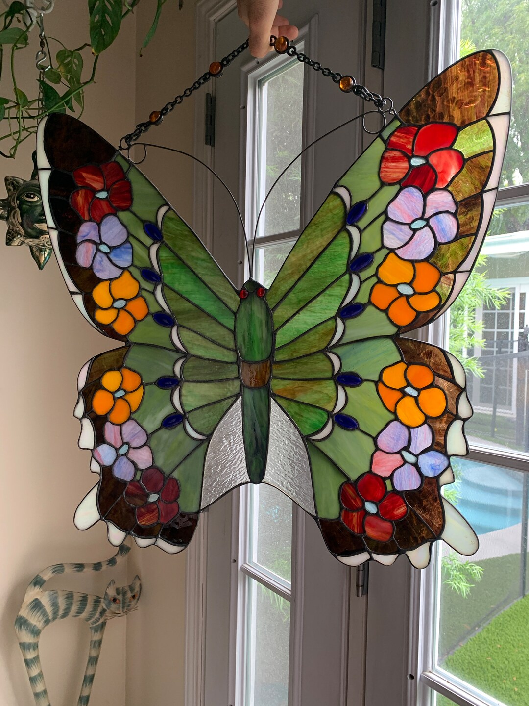 Stained Glass Butterfly Sun Catcher Butterfly Decor Wall Etsy