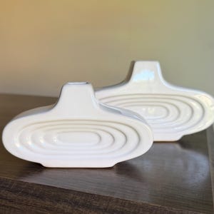 Vintage White Mid Century Jonathan Adler Style Vase Set