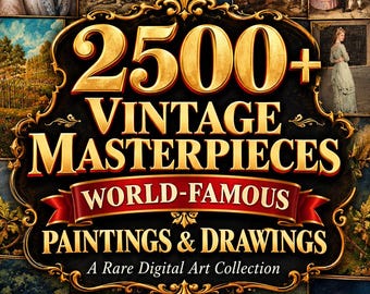 Collectie van meer dan 2500 zeldzame vintage kunstwerken, wereldberoemde schilderijen en tekeningen (digitale download)