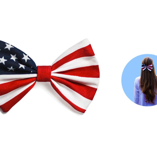 American Flag Hair Bow