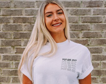 POTGRLSHT wave tee - White, Green, Black t-shirt