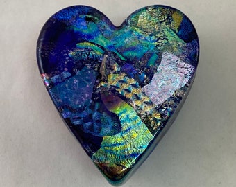 Cobalt Dichroic Glass Heart #3