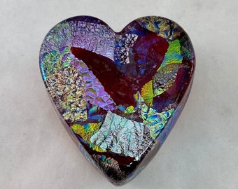 Cobalt Dichroic Glass Heart #3