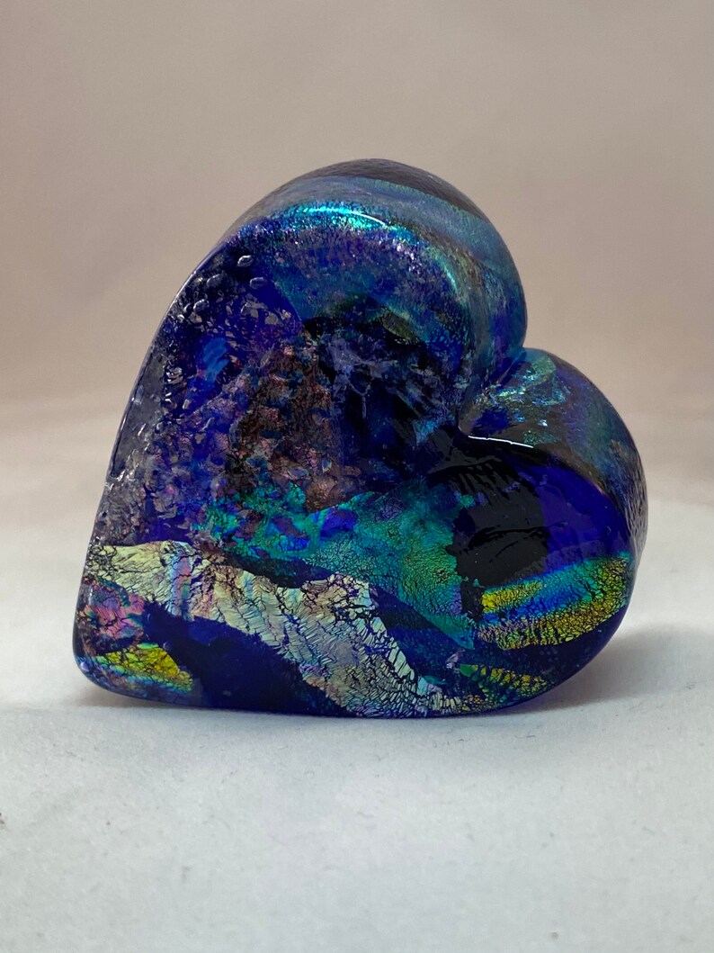 Cobalt Dichroic Glass Heart #3