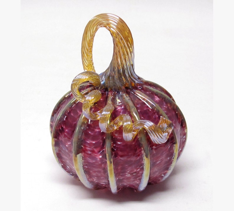 Hand Blown Glass Pumpkin Purple and Pink Pumpkin with Gold | Etsy