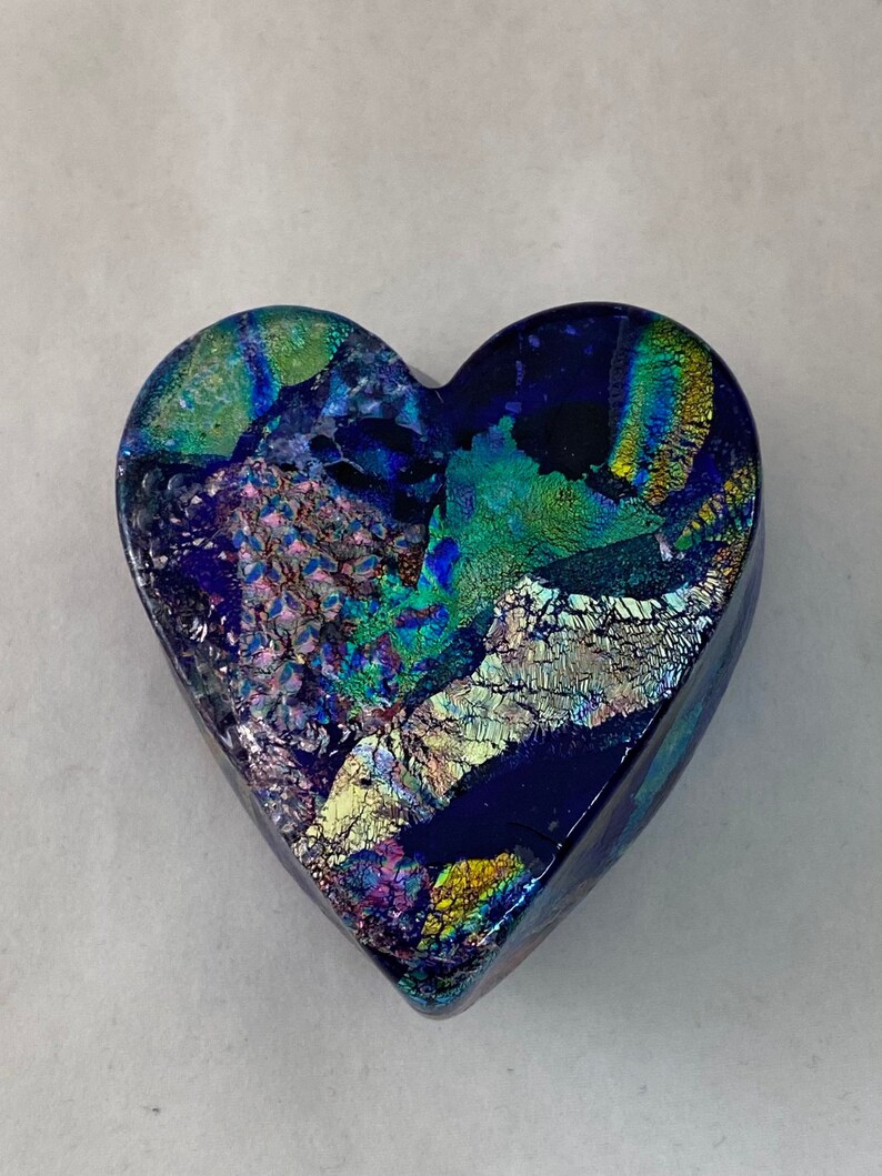 Cobalt Dichroic Glass Heart #3