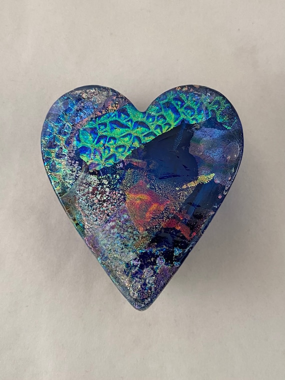 Cobalt Dichroic Glass Heart #3