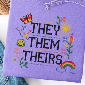 They Them Theirs Comfort Colors Shirt, Nonbinary Pride Tee, LGBTQIA+ Pastel T-Shirt, Queer Pronoun Visibility, Trans Rights Top