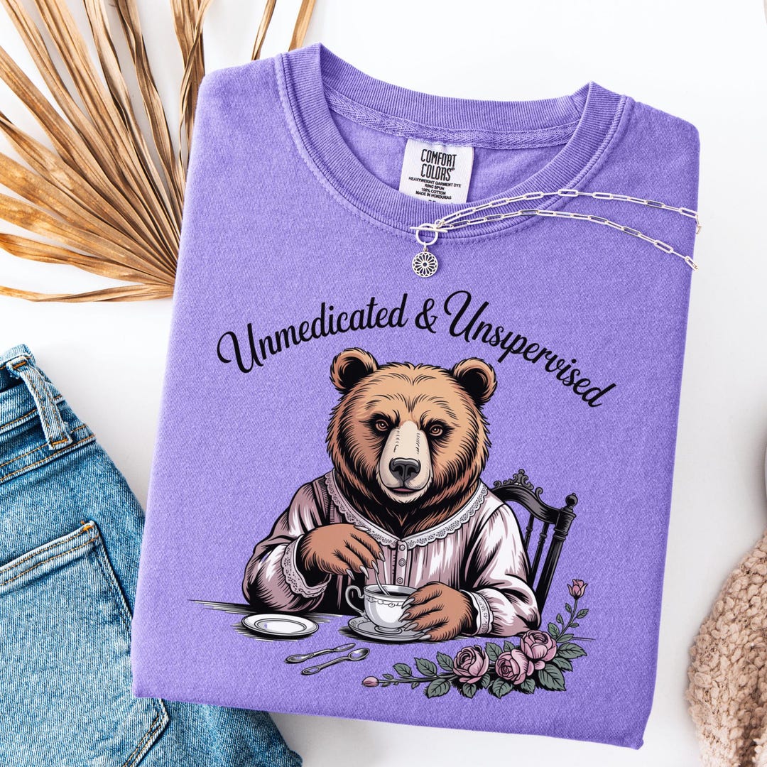 Unmedicated and Unsupervised Bear Shirt, Victorian Animal Feral Tee ...