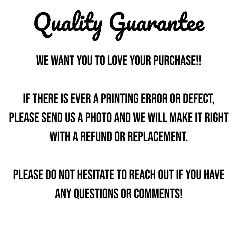 May include: White background with black text that reads "Quality Guarantee" in a cursive font. The text below states, "WE WANT YOU TO LOVE YOUR PURCHASE!!" and further details about refunds and replacements.
