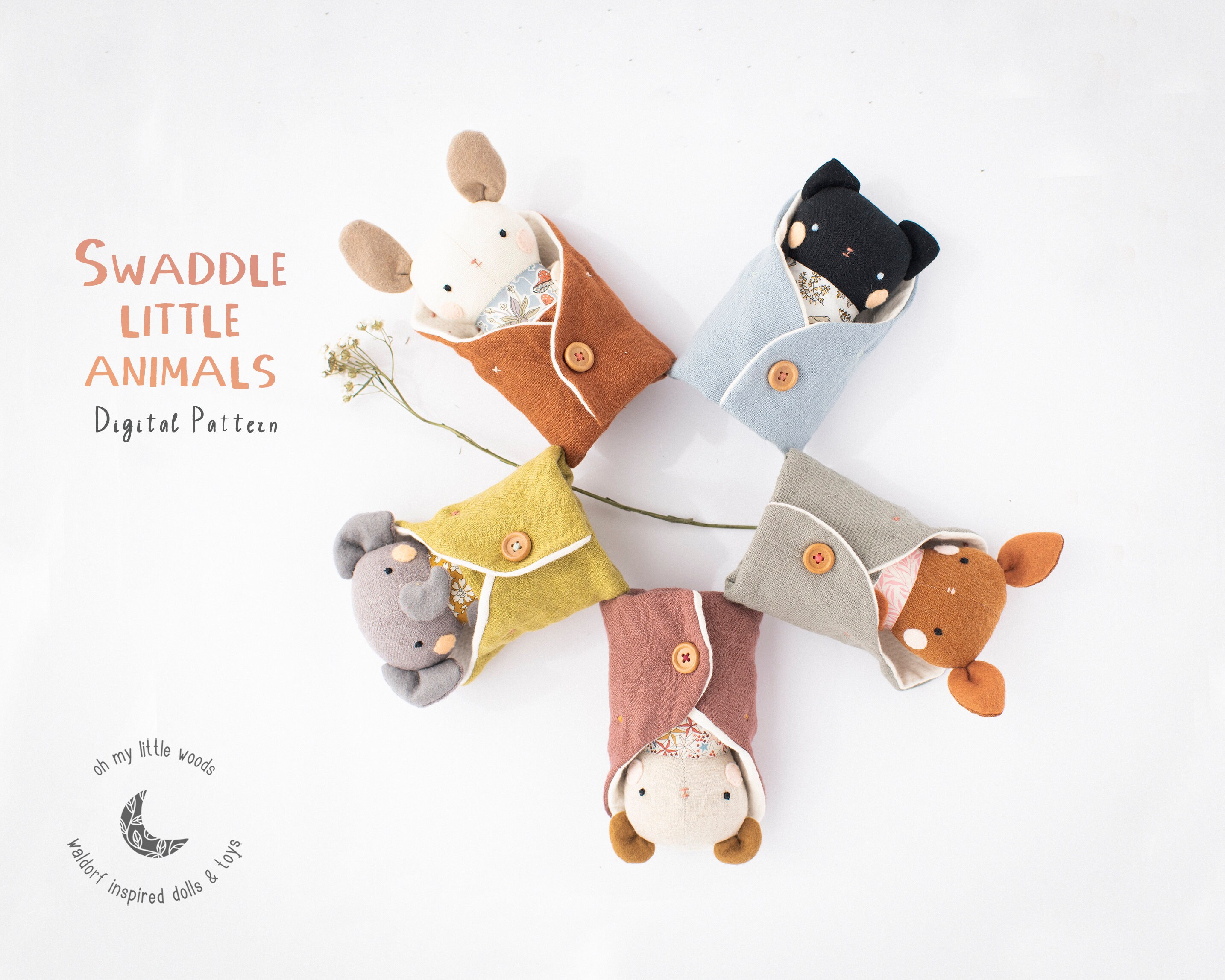 Swaddle Blanket Little Animal DOLL Sewing Pattern & Tutorial. - Etsy Swaddle Blanket Little Animal DOLL Sewing Pattern & Tutorial. - Etsy