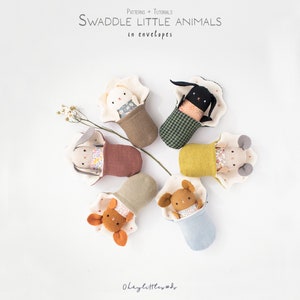 Swaddle Envelope Animal Sewing Pattern - Cat, Rabbit, Fawn, Mouse, Elephant (PDF Tutorial)