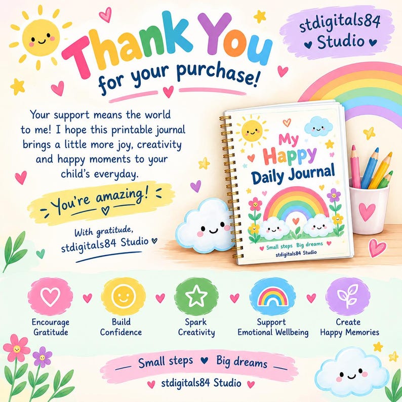 Children's Daily Journal Printable PDF for Kids Ages 3–10 With ...