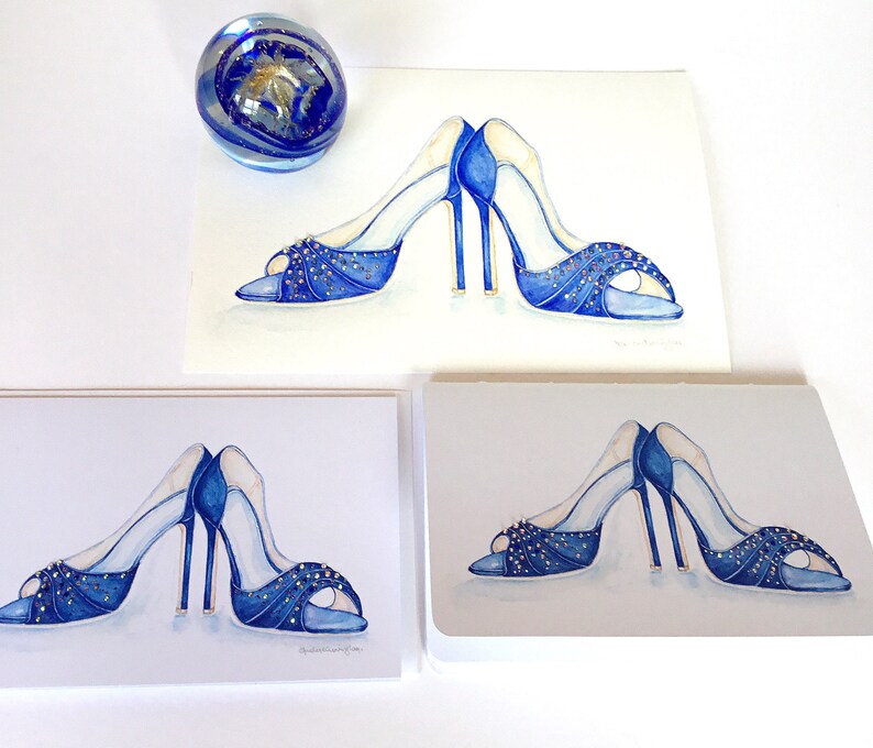 Fashion Illustration Watercolor Card Fashion Card High Heels Card Shoe Lover Card Card for Her Embellished Card Stylish Card Glamorous Card