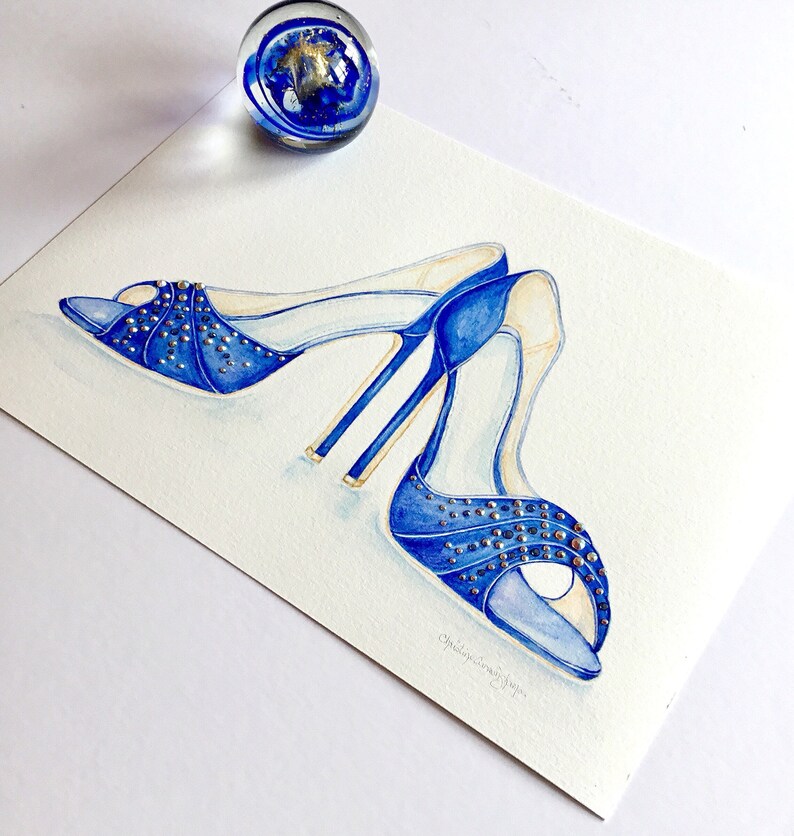 Fashion Illustration Watercolor Card Fashion Card High Heels Card Shoe Lover Card Card for Her Embellished Card Stylish Card Glamorous Card
