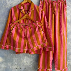 Pijama de algodón con estampado de bloques a mano, ropa de dormir para mujer