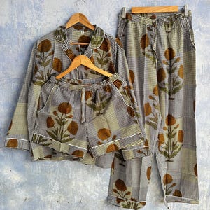 Pijama 100 % algodón, suave y cómodo para mujer, con estampado de perro colorido, camisa y pantalón de manga larga.