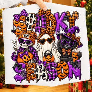 Retro patchwork ghosts png, checkered ghost design, trendy fall png, Halloween design, Sublimation design