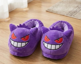Pantoufles en peluche Gengar, chaussons d'intérieur confortables pour les fans de Pokémon et les joueurs
