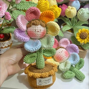 Crochet Flower in Pot, Crochet Tulip, Crochet Sunflower, Rose, Daisy Pot, Mother's Day, Birthday Gifts, Gift for Her, Mothers Day Crochet
