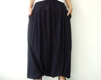 NO.34 Women's Pleated Front Long Maxi Skirt, Comfy Casual Convertible Skirt, A-Line Skirt in Blue