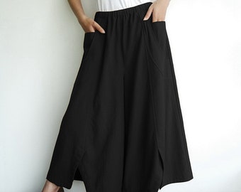 NO.41 Women’s Wide Leg Palazzo Pants, Casual Loose Fitting Trousers in Black