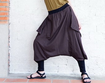 NO.206-1 Women's Drop Crotch Harem Pants, Extravagant Ninja Trousers, Unisex Harem Pants