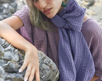 Bufanda estilo boho nº 255, bufanda de algodón para el cuello, pañuelo para la cabeza, top tipo bufanda, bufanda para la cabeza, bufanda de algodón flexible 100% fibra natural, bufandas unisex