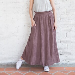 NO.242 Women's Ruffle Waist Patch Pocket A-Line Skirt