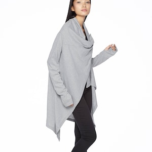 NO.61 Women’s Long Sleeve Open Front Extravagant Cardigan, Cardigan Sweater in Heather Gray