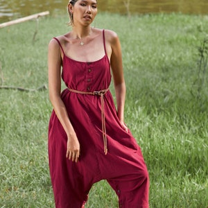 NEW---NO.314 Women&#39;s Spaghetti Strap Romper with Pocket, Summer Sleeveless Casual Dropped Crotch Jumpsuit, Button Crotch Convertible Romper