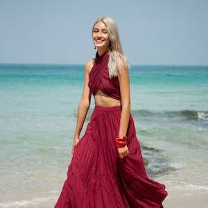 Red Peasant Skirt Etsy Singapore