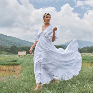 Empire waist white maxi dress online