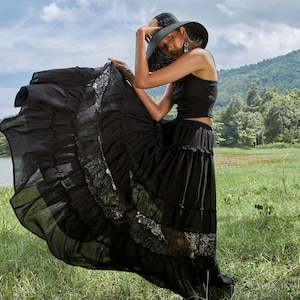Black tiered maxi skirt uk outlet