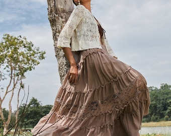 スカート Nodress Lace Trim Brown Netting Long Skirt il_340x270.5249117692_3td4.jpg