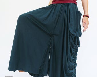 NO.123 Deep Teal Cotton Jersey Mega Pocket Maxi Skirt | Etsy