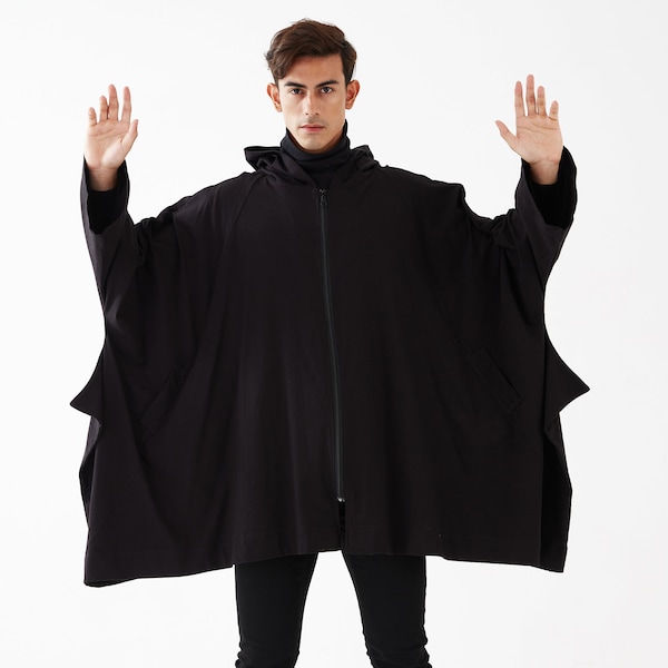 NO.179 Veste à capuche surdimensionnée à manches longues pour hommes, veste à capuche, veste à capuche unisexe en noir