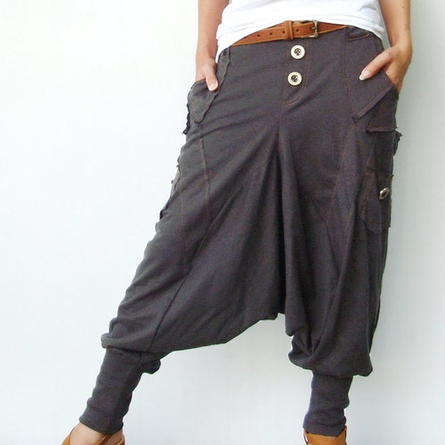 NO.95 Women's Harem Pants With Pockets Trendy Drop Crotch - Etsy