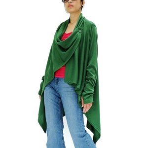 Cardigan extravagant à manches longues pour femmes NO.61, pull cardigan en vert