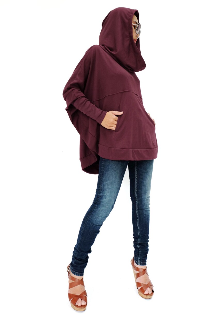 NO.176 Women's Dolman Sleeve Hoodie Sweater red | Etsy