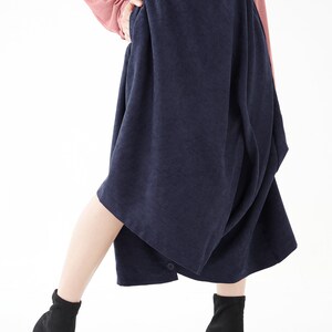 NO.286 Womens Asymmetrical Skirt/Pants, Loose Fit Skirt/Pants in Blue image 5