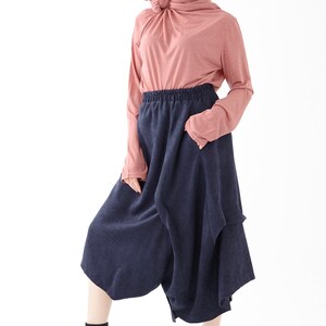 NO.286 Womens Asymmetrical Skirt/Pants, Loose Fit Skirt/Pants in Blue image 7