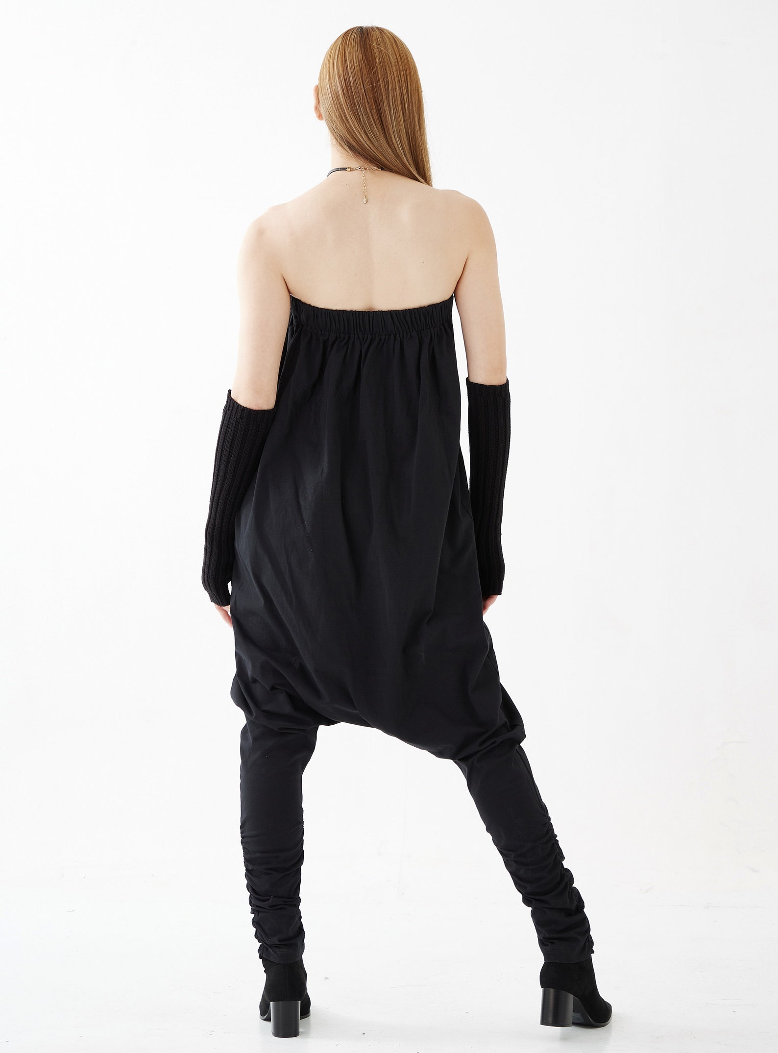 NO.125 Black Cotton Jersey Strapless Loose Jumpsuit Jumpsuits Etsy