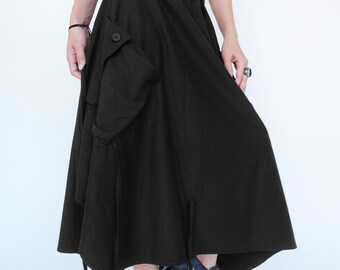 NO.252 Women's Extravagant Asymmetrical Skirt, Drawstring-detail A