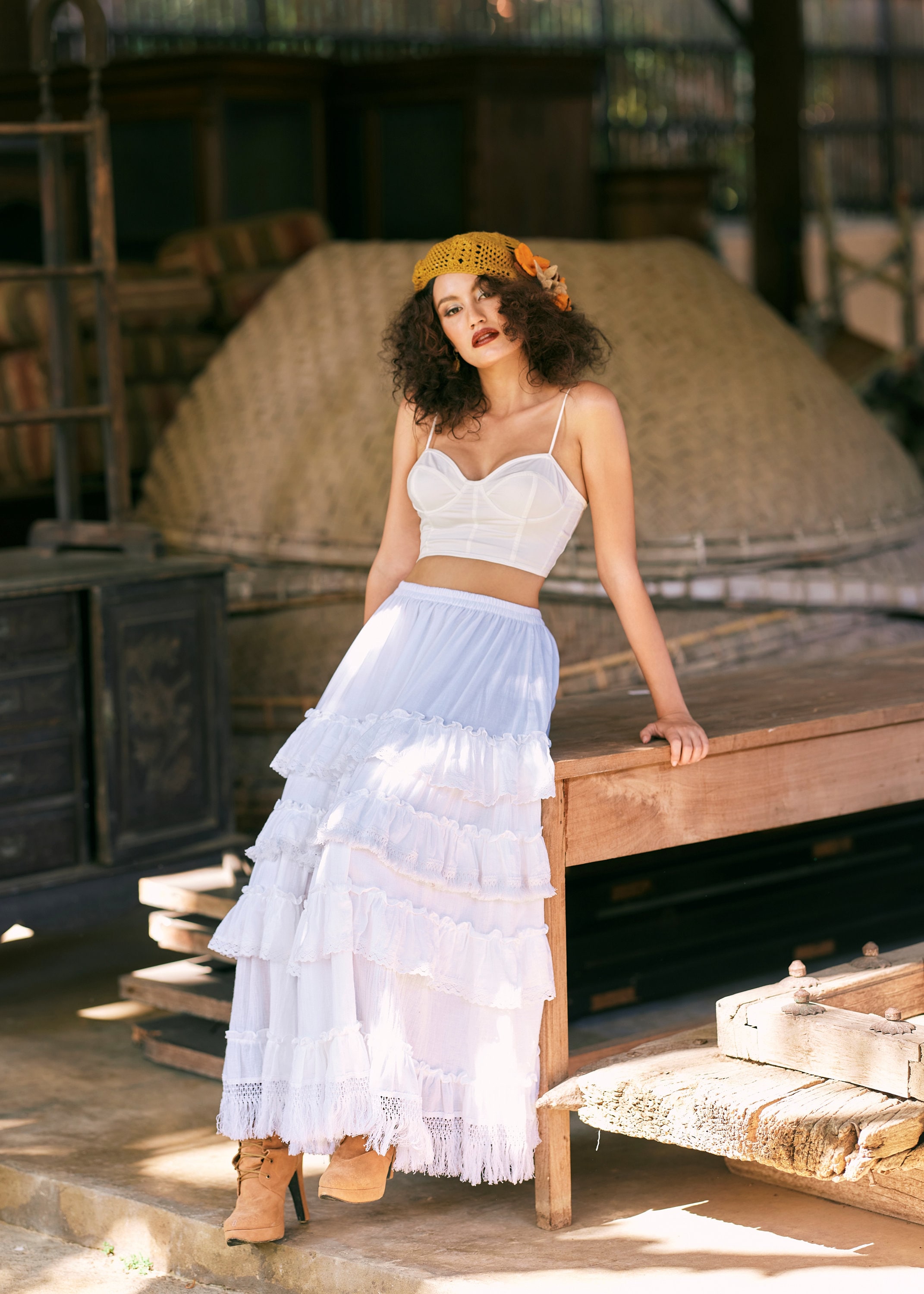 【NOFFICIALNOFFICE】LACE TRIMMED THREE TIER SKIRT ♥2C Lace-Trimmed Tiered Skirt – COMMENSE