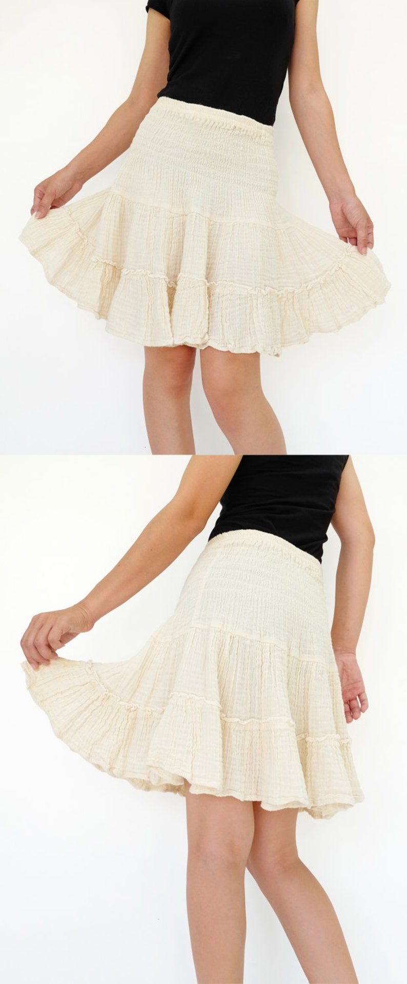 NO.202 Cream Double Cotton Gauze Ruffle Tube Top Ruffle Mini Etsy