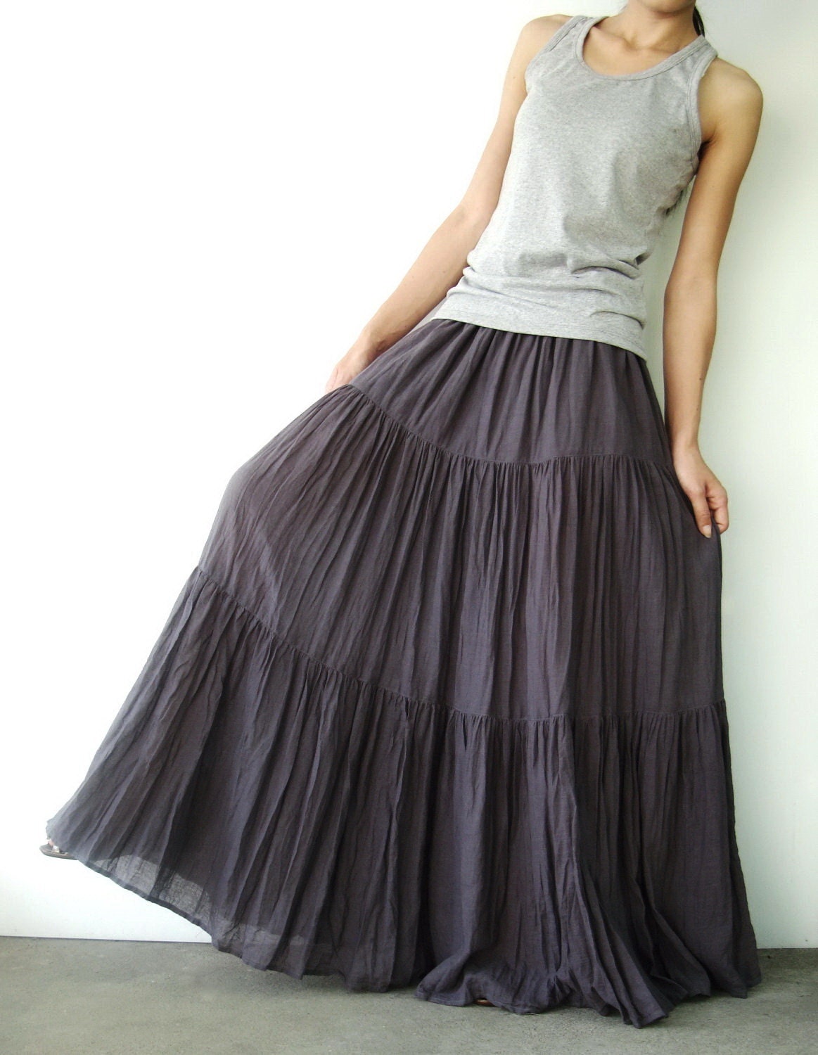NO.5 Women's Hippie Gypsy Boho Tiered Peasant Long Maxi Skirt #Gr…