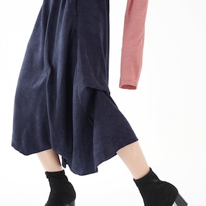 NO.286 Womens Asymmetrical Skirt/Pants, Loose Fit Skirt/Pants in Blue image 6